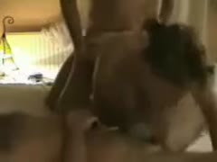A seductive brunette prostitute gets dirty with two jerks.